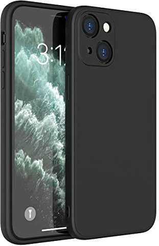 Mixroom - Cover Custodia Case per iPhone 14 Protezione Copre Fotocamera in Silicone TPU Opaco con Bordi Piatti Colore Nero