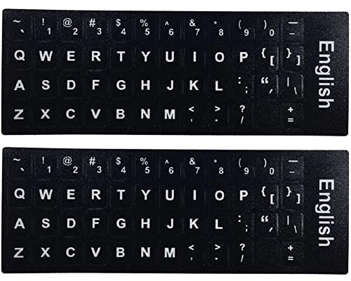 Wudaizhi Englische Tastaturaufkleber 2pcs Universal Computer -tastaturaufkleber Mit Schwarzem Hintergrund Für Laptop -Notebook 10 Bis 17 Zoll