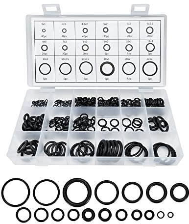 SUJADE 300 PCS Rubber O-Ring Assortment Kit, O Rings Seal Gasket Rubber Washer Assortment, O-Rings Gaskets Washers for Car, Plumbing, Faucet, Mechanic, Repairs, Air or Gas Connections