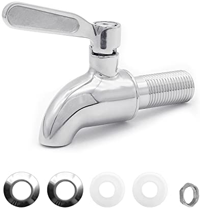 Dispensador de Bebidas de Grifo 304, 16 mm Grifo de Repuesto para dispensador de Agua, Grifo de Acero Inoxidable, Grifo dispensador de Bebidas para Barril de Cerveza, Recipiente de Vidrio