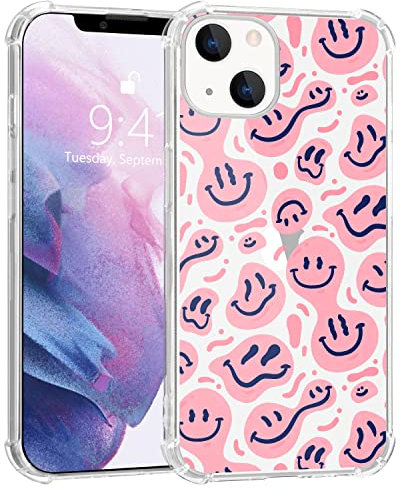 MAYCARI for iPhone SE 2020/7/8 Case Funny Pink Face Girly Pattern Design Transparent Shockproof Anti-Scratch Soft TPU Cover with Air Cushion for Women Girls Protective Phone Case for iPhone SE 2020