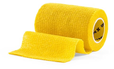 SPORTTAPE Self-Adhesive Cohesive Bandage, 7.5cm x 4.5m, Yellow - Compression Tape & Vet Wrap for Dogs, Horses, Sports Stretch Tape for Football, Ankles, Joints, Wrists and Sock Tape - Single Roll