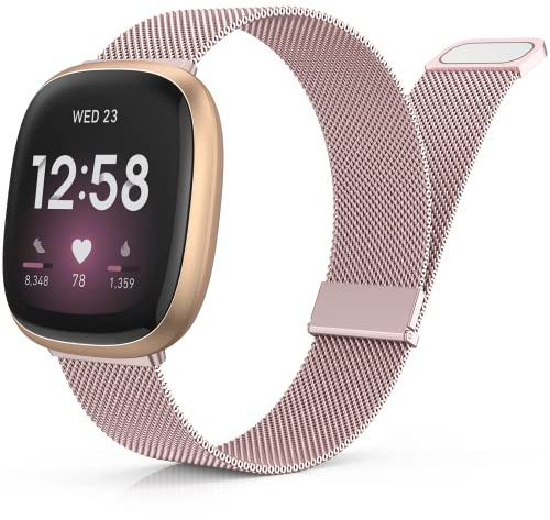 Yoohoo Armband Kompatibel mit Fitbit Versa 3 Armband/Fitbit Versa 4 Armband/Fitbit Sense Armband/Fitbit Sense 2 Armband,Edelstahl Metall Magnet Ersatzarmband für Damen Herren