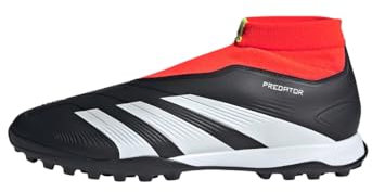 adidas Unisex Predator 24 League Laceless Turf Boots Football, Core Black/Cloud White/Solar Red, 10.5 UK