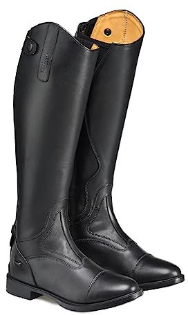 Harry Hall Burlington II Long Riding Boot - Full Leather, Streamlined Design, Elastic Panel for Perfect Fit, Zip and Press Stud Fastening Black Size 5