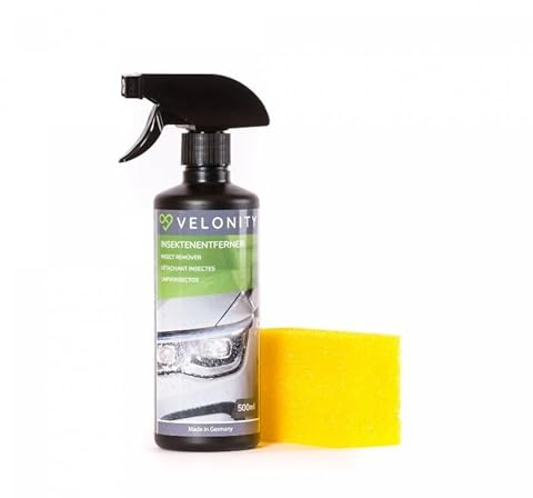 Velonity Insektenentferner - Effektive Reinigung und Schutz für Ihr Fahrzeug, auch gegen hartnäckige und angetrocknete Verschmutzungen, mit Reinigungsschwamm