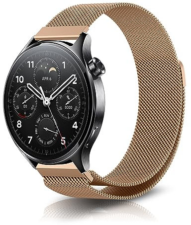 NicMool 22mm Armband für Xiaomi Watch S4/S4 Sport/2/S3/S1 Pro, Männer Frauen Metall Mesh mit Magnetverschluss Uhrenarmband, Edelstahl Ersatzband für Xiaomi Redmi Watch 5 Active/5 Lite- Roségold