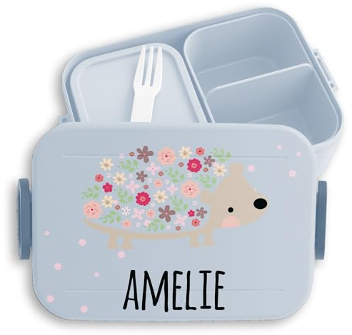 Kinder Bento Box Midi Lunchbox für Mepal Bentobox - Brotbox süßer Igel Jausenbox Stacheltier I - 900 ml - Hellblau - brotdose kita name personalisierte bento-lunchbox brotbüchse kindergarten