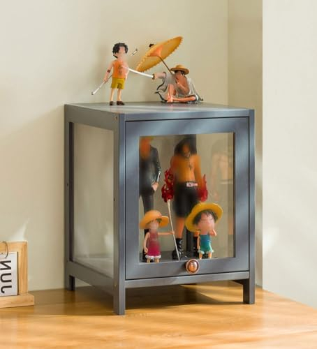 Vitrine pour Collection avec Porte d'armoire Transparente en Acrylique, Grande Casier de Rangement en Bois, Vitrine en Verre Salon Sur Pied pour Mini Figurines d'action ( Couleur : Grey 1 Shelf , Tail