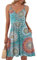 AUSELILY Womens Summer Dress V Neck Spaghetti Strap Dress Casual Beach Dresses for Women UK with Pockets Print Green S