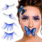 BETESSIN 2 Paare Falsche Wimpern Pfau Kostüm Schmetterling Wimpern Blau Lange Natürliche Feder Wimpern Künstliche Wimpern Karneval Fasching Fakewimpern Mottoparty Cospaly Party Maskerade
