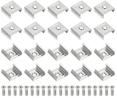 PATIKIL Clip per Strisce LED, 60pz Staffe Montaggio in Acciaio Inossidabile Supporto Morsetto a Clip Fissaggio con Viti per Cavo per Illuminazione a Strisce LED da 19mm a 20mm