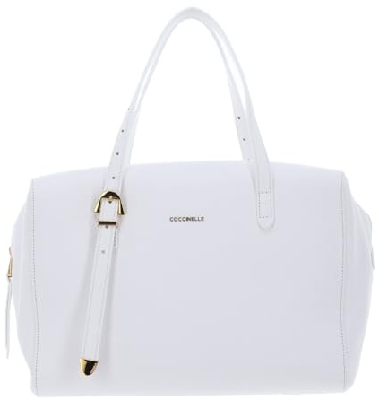 Coccinelle Leder Handtasche Gleen Handbag Grained Leather Brillant White weiß
