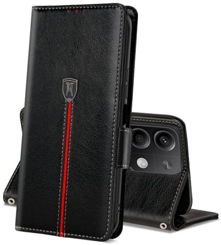 Case for Xiaomi Redmi Note 13 4G, Magnetic Leather Wallet Card Slots Redmi Note 13 Phone Case, Flip Silicone TPU Bumper Protective Cover with Kickstand, Shockproof Book Case for Redmi Note 13 4G Black