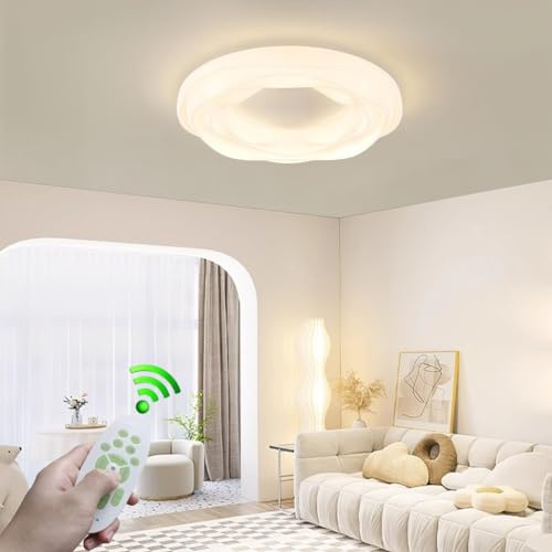 LYSDjia Moderne LED Deckenleuchte mit Fernbedienung dimmbare Deckenlampe 66W Acryl weißer Lampenschirm Wohnzimmerlampe nordisches Blumendesign Schlafzimmerlampe Esszimmer Wohnzimmer Arbeitszimmer Flur
