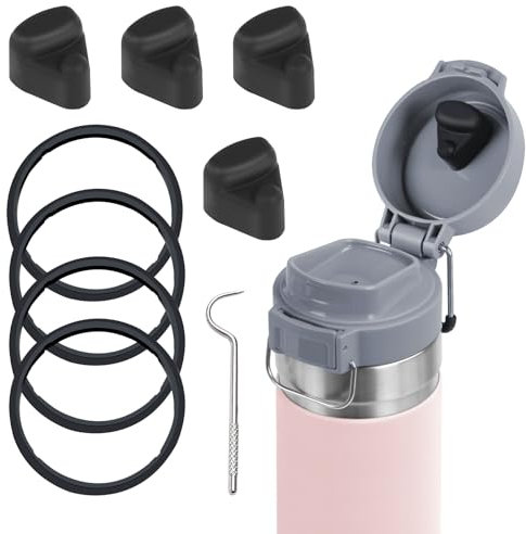 UBEEKOO Replacement Gasket and Replacement Stopper, Compatible with Stanley Quick FILP GO 24/36oz Water Bottle Lid, Silicone Top Cap and Sealing Gaskets Replacement Parts for Stanley Accessories,4B+4B