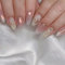 JUSTOTRY 24 Stück Aurora Mandel Nägel Zum Aufkleben Kurz,Press on Nails mit Moon und Stars Design,Glossy Oval Fake Nails Mittel,French Fingernägel Künstliche Nägel für Frauen
