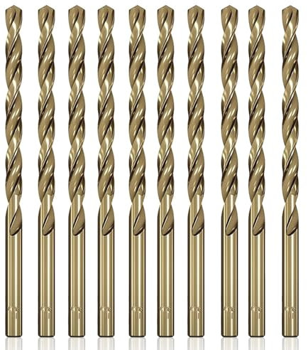10 Pcs 4mm HSS Twist Drill Bit Set, HSS Gold Cobalt Jobber Drill Bit Set High Speed Steel For Stainless Steel Titanium Coated Drill Bit Tool Extremely Heat Resistant, Hard Metals, Aluminium, Cast Iron