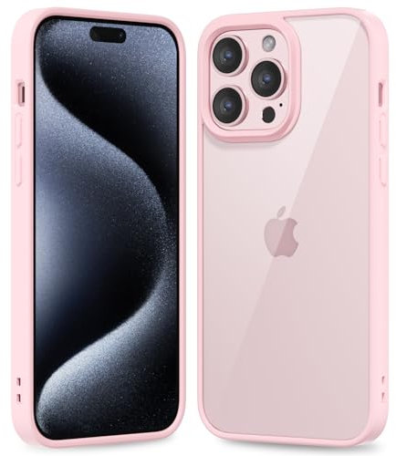 oakxco für iPhone 15 Pro Hülle Durchsichtig, Transparent Handy Hülle Klar Ultra Dünn Handyhülle Slim, Glatt Hart Plastik Schutzhülle & Einfarbig TPU Weich Bunt Gummi Silikon Bumper, Rosa Pink