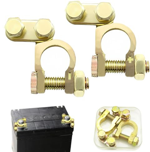 Car Battery Terminal Connectors, Brass Battery Terminal Connectors, Universal Battery Positive Negative Copper Connectors for Marine Car Boat Vehicles(1 Pair)