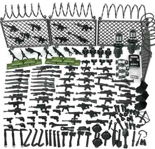 Militär Waffen Pistole Bausteine Set, Gun Spielzeug Paket für WW2 Soldaten Figuren, Bundeswehr Polizei Sturmgewehr Kompatibel mit großen Marken Menschen