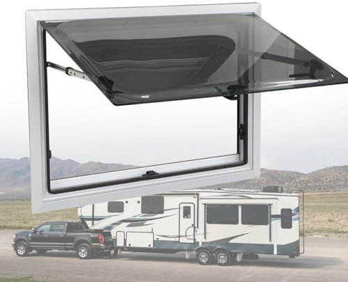 VNATWGOO Finestra per Camper con Avvolgibile E Zanzariera Integrate, Finestra Rettangolare Quadrata Colorata, per Camper E Roulotte, per Spessori di Parete da 1,18 A 3,15 Pollici,1100×550mm