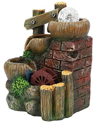 Wasserbrunnen Innenbereich Zimmerbrunnen, Gartendekoration, Harz-Tischbrunnen, fließendes Wasser Dekoration, Home Desk Dekoration, geeignet für Zuhause, Büro, Schlafzimmer, Tischdekoration Tischbrunn