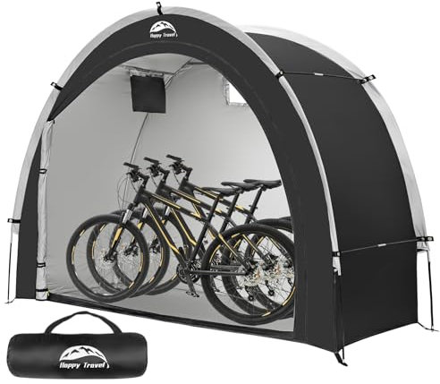 Happy Travel Bike Storage Tent Shed, Outdoor Waterproof Bicycle Covers Shelter with Window for 2/3 Bikes,Oversized Outside Portable Sheds for Lawn Mower,Garden Tools