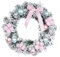 HKYFNNBW Pinker Weihnachtskranz für Haustür, künstliche Weihnachtsgirlande, Winterkranz, Innen- und Außenbereich, Weihnachtsdekorationen (Rosa, 27 cm)