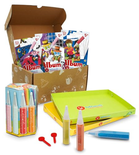 Sabbiarelli Sand-it For Fun - Box Halloween, kreatives Halloween-Bastelset zum Ausmalen mit Sand, DIY-Dekorationen und Zeichnungen, Partyaktivität, Geschenkidee für Kinder ab 5 Jahren