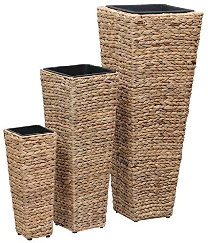 Lot de 3 supports de rangement en jacinthe d'eau marron pour jardinière surélevée et jardinière d'extérieur
