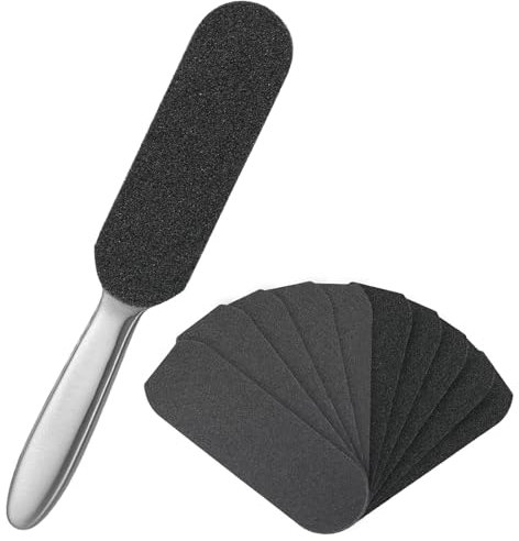 Pedicure, Foot Files with 10 Pcs Grits Replacement Pads, Efficient Feet Hard Skin Remover, Professional Foot Scraper, Callus Remover for Feet Home Personal Foot Care