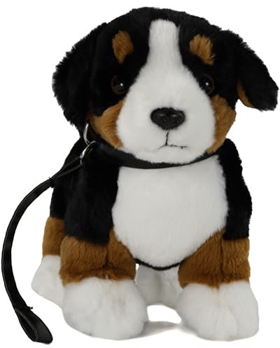Uni-Toys - Berner Sennenhund, stehend - Mit Leine - 29 cm (Länge) - Plüsch-Hund - Plüschtier, Kuscheltier