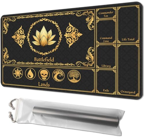 Playmat für MTG, Größe 61 x 35,6 cm, personalisierte TCG-Kartenspielmatte für Magic The Gathering-Spieler - einzigartig, ideal für Kartenspiel-Enthusiasten, Schwarz