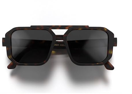 LONDON MOLE® Huntsville Sonnenbrille | Eckige Pilotenbrille-Fassung | Kühne quadratische Brille | Herren Damen Unisex | Gummiertes Finish | Federgelenke