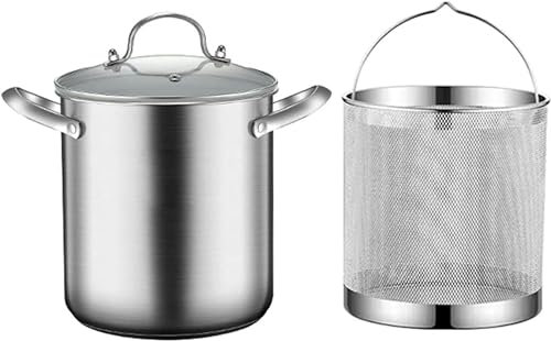 JYBNBBE 5-Liter-Spargeltopf, Edelstahl 304, Spargel- Und Spaghetti-Dampfgarer, Nudeltopf, Öl, Tiefe Pfanne Mit Korb Und Deckel