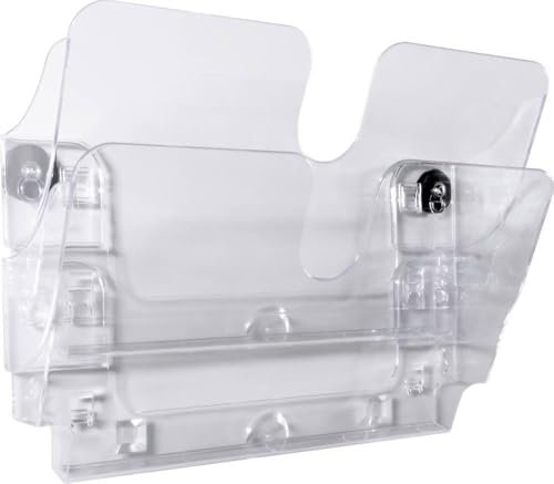 Durable Prospektspender 2 Fächer FLEXIPLUS 2 A4 quer, Dokumentenhalter magnetisch, transparent, 1709022400