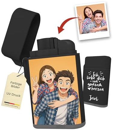 Meinearmbänder Personalisiertes Feuerzeug mit Comicbild und Graviertem Text – Einzigartiges Geschenk für Männer und Frauen – Ideal für Geburtstag, Jubiläum und Besondere Anlässe