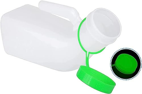 2er-Pack Urinale for Männer mit im Dunkeln leuchtendem Deckel, 1000 ml Urinalflasche for Männer mit auslaufsicherem Schraubverschluss in Grün for unterwegs und zur Urinsammlung(Green)