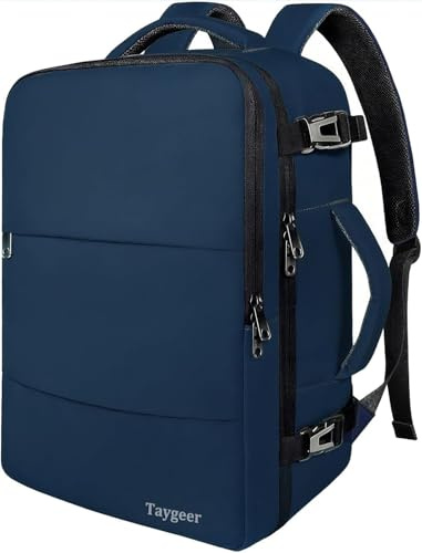 Taygeer Reise Rucksack, Handgepäck Rucksack 40x30x20 Laptop Reiserucksack | Reiserucksack 15.6 Zoll, Leichtgewicht Flugzeug Rucksack kompatibel, Wizzair, Vueling, Eurowings, Business Reise, Dunkelblau
