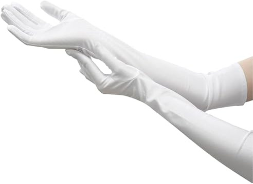 MBSIVSA 1 Paar Lange Handschuhe Damen, Weiße Lange Handschuhe, Handstulpen Satin Frauen Elegant Abendhandschuhe Lang, Lang Gloves Für Classic Party Ball Opera Abschlussfeiern Hochzeiten
