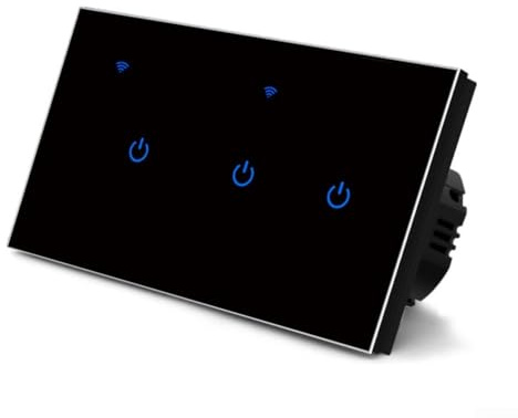 Interruptor de pared inteligente WiFi de 2 vías para Tuya y para la aplicación Smart Life, para control de voz Alexa, 220 V 10 A, panel de vidrio templado, opciones de 2 bandas a 8 bandas, para