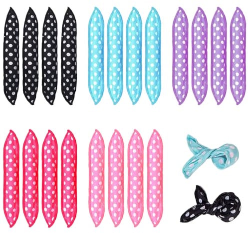 TRKETK 20 Stück Lockenwickler Set Ohne Hitze, Retro-Tupfen-DIY-Haarwerkzeuge Keine Wärme Lockenwickler Schaumstoff-Styling-Tools für Langes, Kurzes, Dickes Oder Dünnes Styling (Mehrfarbig)