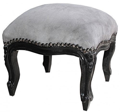 Casa Padrino Barock Fußhocker Grau/Schwarz - Antik Stil Möbel - Hocker