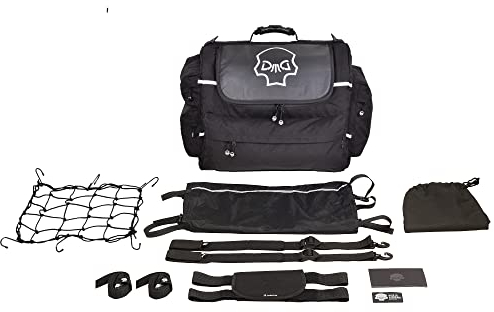 DEEMEED Motorrad Hecktasche, gepäcktasche, Tasche für Sissy bar, wasserdicht + Regenschutz (Cordura & Leder, M)