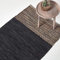 Homescapes Lederteppich schwarz-braun 150x240 cm, Teppich handgewebt mit Ethno-Muster aus recyceltem Echtleder, Flachgewebe mit natürlichem Look