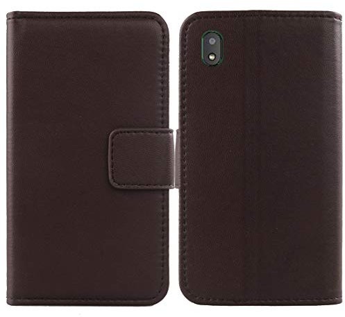 Lankashi Flip Echt Leder Tasche Für Gigaset GS110 6.1 Hülle Lederhülle Handyhülle Handy Tasche Book Brieftasche mit Kartenfächer Schutz Abdeckung Premium Cover Case Etui (Dark Braun)