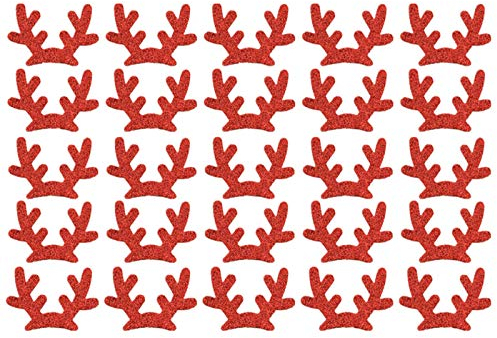 Filz-Applikationsset mit Rentier-Geweih, Weihnachtsmann-Geweih, Filz-Patches, Bögen für Hunde, Haar-Accessoires, Sammelalbum, Kuchendekoration, Verzierung, Basteln, Weihnachtsdekoration, Rot, 25 Stück