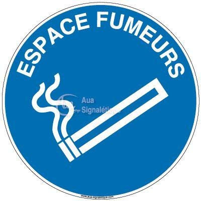 AUA SIGNALETIQUE - Panneau Espace fumeur texte-R - Ø 200 mm, PVC 1.5mm