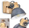 Wandleuchte Orny, verstellbare Wandlampe aus Metall/Holz in Grau/Weiß/Braun, 1-flammig, 1 x E27 Fassung, Wandspot im Retro/Vintage Design, ohne Leuchtmittel